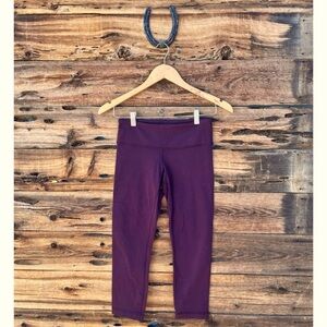 LULULEMON | Maroon Burgundy Crop Mesh Side Panel Capri Yoga Leggings 4